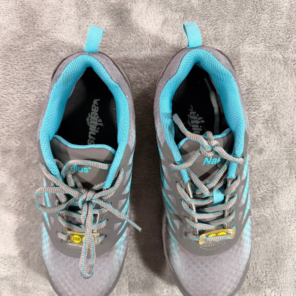 Nautilus‎ Safety Footwear Shoes Womens 8.5M Grey Teal Composite Toe ESD N2485M - Picture 3 of 9